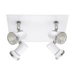 Eglo Loftlampe Tamara 1 Stål Hvid Krom 4x2.8W 4x250lm - 830 Varm Hvid | IP44 - Inkl. 4x GU10